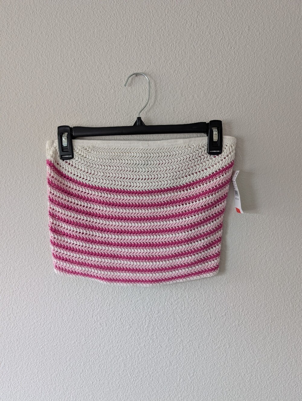 Juniora Striped Crochet Tube Top - Pink and White SZ Med NWT!